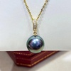 image:imageTahitian Black Pearl Necklaces for Women Fine Jewellery Round AAAA 1011mm Pearls platinum Gold Plated Pearl Pendant Necklace Gift for Women Her Grandma Wife