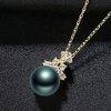 image:imageTahitian Black Pearl Pendant Necklace  Pearl Necklaces for Womens 910mm Round Black Pearls Sterling Silver 18 inch Chain  Fine Jewelry Gifts for Women Wife Girlfriend Mother