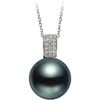 image:imageAuthentic South Sea Tahitian Black Pearl Necklace for Women Pearls Pendant Necklace 1112mm Round Pearl Sterling Silver Pendant Jewelry Gifts for Women Wife Mom Grandma Daughter