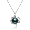 image:imageBlack Pearl Necklace Tahitian Cultured Pearl Pendant Necklaces for Womens 10mm Round Black Pearls Sterling Silver 18 inch Chain  Fine Jewelry Gifts for Women Wife Girlfriend Mother