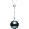 image:imageBlack Pearl Necklace Tahitian Pearl Necklace Pearl Necklaces for Women 10mm Round Black Pearl Sterling Silver Pendant 18 inch Chain  Jewelry Gifts for Wife Her Girlfriend Mother