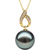 image:imageNONNYL 18K Gold Tahitian Black Pearl Necklaces for Women Fine Jewellery Round AAAA 10mm Pearls Pearl Pendant Necklace Gift for Women Her Grandma Wife