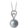 image:imageNONNYL Akoya Pearl Necklace for Women Pearls Pendant Necklace 910mm Round Pearl Grey Pendant 18 inch Sterling Silver Chain  Jewelry Gifts for Women Wife Mom Grandma Daughter