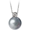 image:imageNONNYL Akoya Pearl Necklace for Women Pearls Pendant Necklaces 910mm Round Pearl Grey Pendant 18 inch Sterling Silver Chain  Jewelry Gifts for Women Wife Mom Grandma Daughter