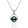image:imageNONNYL Real Pearl Pendant Necklaces for Women with Genuine AAA Quality 107mm Black Tahitian Cultured Pearls  Platinum Gold Plated 925 Sterling Silver Necklace Fine Jewelry Gifts