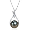 image:imageNONNYL Real Tahitian Black Pearl Pendant Necklaces for Women amp 1112mm Round 18K Gold Plated 925 Sterling Silver  Fine Jewelry Gifts for Women Wife Mom Daughter
