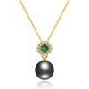 image:imageNONNYL Real Tahitian Black Pearl Pendant Necklaces for Women amp 910mm Round 18K Gold Plated 925 Sterling Silver  Fine Jewelry Gifts for Women Wife Mom Daughter