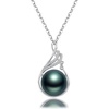 image:imageNONNYL Real Tahitian Cultured Black Pearl Pendant Necklace for Womens 911mm Round Black Pearls Sterling Silver 18 inch Chain  Fine Jewelry Gifts for Women Wife Girlfriend Mother