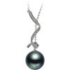 image:imageNONNYL Tahitian Black Pearl Necklace for Women Pearls Pendant Necklace 1011mm Round Black Pearl Sterling Silver Pendant 18 inch Chain  Jewelry Gifts for Women Wife Mom Grandma Daughter