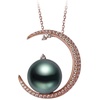 image:imageNONNYL Tahitian Black Pearl Necklace for Women Pearls Pendant Necklace 1112mm Round Pearl Sterling Silver Pendant 18 inch Chain  Jewelry Gifts for Women Wife Mom Grandma Daughter