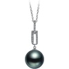 image:imageNONNYL Tahitian Black Pearl Necklace for Women Pearls Pendant Necklace 1112mm Round Pearl Sterling Silver Pendant 18 inch Chain  Jewelry Gifts for Women Wife Mom Her Grandma Daughter