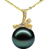 image:imageNONNYL Tahitian Black Pearl Necklaces for Women Round AAAA 910mm Pearls Real South Sea Cultured Pearl Pendant Necklace Fine Jewelry Gift for Womens Her Grandma Wife