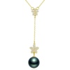 image:imageNONNYL Tahitian Black Pearl Pendant Necklace  Pearl Necklaces for Womens 89mm Round Black Pearls Sterling Silver 18 inch Chain  Fine Jewelry Gifts for Women Wife Girlfriend Mother