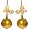 image:imageNONNYL Wife Jewelry 18K Gold Earrings  Genuine South Sea Golden Pearl Jewelry Earrings for Women Birthday Jewelry for Girlfriend Valentines Day for Wife NO1180