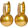 image:imageNONNYL Wife Jewelry 18K Gold Earrings  Genuine South Sea Golden Pearl Jewelry Earrings for Women Birthday Jewelry for Girlfriend Valentines Day for Wife NO1179