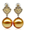 image:imageNONNYL Wife Jewelry 18K Gold Earrings  Genuine South Sea Golden Pearl Jewelry Earrings for Women Birthday Jewelry for Girlfriend Valentines Day for Wife NO1138