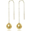 image:imageNONNYL Wife Jewelry 18K Gold Earrings  Genuine South Sea Golden Pearl Jewelry Earrings for Women Birthday Jewelry for Girlfriend Valentines Day for Wife NO1163