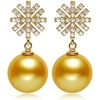 image:imageNONNYL Wife Jewelry 18K Gold Earrings  Genuine South Sea Golden Pearl Jewelry Earrings for Women Birthday Jewelry for Girlfriend Valentines Day for Wife NO1147