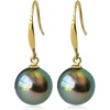 image:imageNonnyl Classic AAA Quality Genuine Tahitian Black Pearl Dangle Drop Earrings 89mm Round  Birthday Anniversary Jewelry Gifts for Women
