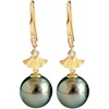 image:imageNonnyl Real Pearl Earrings for Women With Genuine 1011mm AAAA Quality Grey Tahitian Cultured Pearls Earring  925 Sterling Silver Plated 18K Gold Pearl Gifts for Women Her Grandma Wife