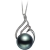 image:imageNonnyl Tahitian Black Pearl Necklace  Pearl Necklaces for Women 1011mm Real South Sea Pearls Round Black Pearl Pendant 925 Sterling Silver Plated 18K Gold  Sterling Silver 18 inch Chain  Christmas Jewelry Gifts for Women Wife Girlfriend Mom Daughter Her