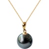 image:imageNonnyl Tahitian Black Pearl Pendant Necklace for Women 10mm Real South Sea Pearls Round Black Pearl Pendant 925 Sterling Silver Plated 18K Gold  Sterling Silver 18 inch Chain  Christmas Jewelry Gifts for Women Wife Girlfriend Mom Daughter Her