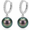 image:imageReal Black Pearl Earrings for Women with Genuine AAAA Quality Round Black Tahitian Cultured Pearls Earring with Drop Dangle Design 925 Sterling Silver Plated Platinum Gold Earrings  Nonnyl