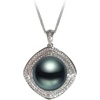 image:imageReal Black Pearl Pendant Necklace for Women with Genuine AAAA Quality Round Black Tahitian Cultured Pearls Necklaces  925 Sterling Silver Plated Platinum Gold Necklace Gifts for Women Wife Mom Her  Nonnyl