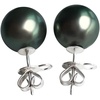 image:imageReal Black Pearl Stud Earrings for Women with Genuine AAAA Quality Round Black Tahitian Cultured Pearls Earring  18K Gold Studs Gifts for Women Wife Mom Her  Nonnyl1011mm