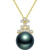 image:imageTahitian Black Pearl Pendant Necklace  Pearl Necklaces for Womens 910mm Round Black Pearls Sterling Silver 18 inch Chain  Fine Jewelry Gifts for Women Wife Girlfriend Mother
