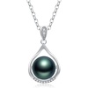 image:imageTahitian Cultured Black Pearl Pendant Necklace  Pearl Necklaces for Womens 89mm Round Black Pearls Sterling Silver 18 inch Chain  Fine Jewelry Gifts for Women Wife Girlfriend Mother