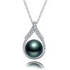 image:imageTahitian Cultured Black Pearl Pendant Necklace  Pearl Necklaces for Womens 910mm Round Black Pearls Sterling Silver 18 inch Chain  Fine Jewelry Gifts for Women Wife Girlfriend Mother