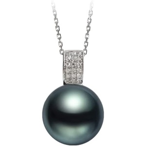 image:imageAuthentic South Sea Tahitian Black Pearl Necklace for Women Pearls Pendant Necklace 1112mm Round Pearl Sterling Silver Pendant Jewelry Gifts for Women Wife Mom Grandma Daughter