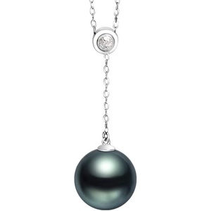 image:imageBlack Pearl Necklace Tahitian Pearl Necklace Pearl Necklaces for Women 10mm Round Black Pearl Sterling Silver Pendant 18 inch Chain  Jewelry Gifts for Wife Her Girlfriend Mother