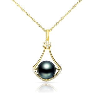 image:imageGifts for WomenTahitianBlackPearlNecklaceGift for Wife Wedding Birthday AnniversaryMom Girlfriend Her Mothers Day Valentines Day Christmas18K Gold Plated Sterling Silver Pearl Pendant NO021