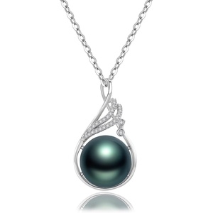 image:imageGifts for WomenTahitianBlackPearlNecklaceGift for Wife Wedding Birthday AnniversaryMom Girlfriend Her Mothers Day Valentines Day Christmas18K Gold Plated Sterling Silver Pearl Pendant NO016