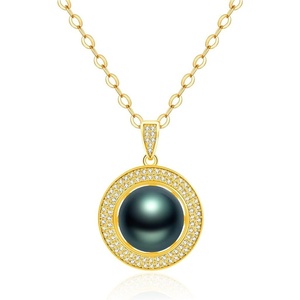 image:imageGifts for WomenTahitianBlackPearlNecklaceGift for Wife Wedding Birthday AnniversaryMom Girlfriend Her Mothers Day Valentines Day Christmas18K Gold Plated Sterling Silver Pearl Pendant NO038