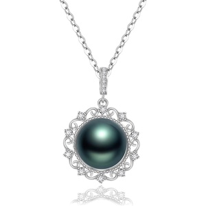 image:imageGifts for WomenTahitianBlackPearlNecklaceGift for Wife Wedding Birthday AnniversaryMom Girlfriend Her Mothers Day Valentines Day Christmas18K Gold Plated Sterling Silver Pearl Pendant NO005