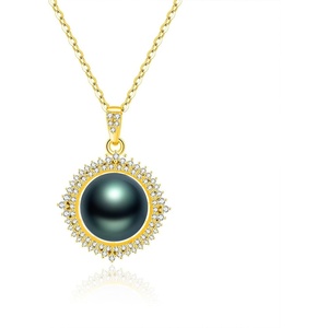 image:imageGifts for WomenTahitianBlackPearlNecklaceGift for Wife Wedding Birthday AnniversaryMom Girlfriend Her Mothers Day Valentines Day Christmas18K Gold Plated Sterling Silver Pearl Pendant NO053