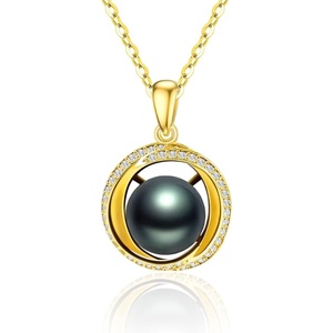 image:imageGifts for WomenTahitianBlackPearlNecklaceGift for Wife Wedding Birthday AnniversaryMom Girlfriend Her Mothers Day Valentines Day Christmas18K Gold Plated Sterling Silver Pearl Pendant NO054