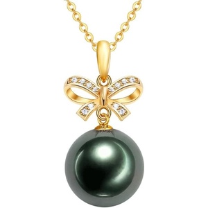 image:imageNONNYL 18K Gold Tahitian Black Pearl Necklace for Women Fine Jewellery Round AAAA 10105mm Pearls Pearl Pendant Necklace Gift for Women Her Grandma Wife