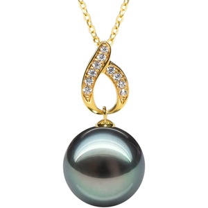image:imageNONNYL 18K Gold Tahitian Black Pearl Necklaces for Women Fine Jewellery Round AAAA 10mm Pearls Pearl Pendant Necklace Gift for Women Her Grandma Wife