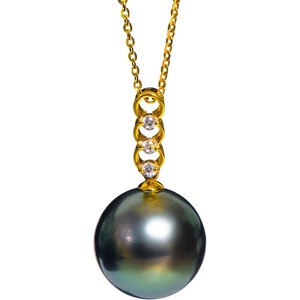 image:imageNONNYL 18K Gold Tahitian Black Pearl Necklaces for Women Round AAAA 10mm Pearls Real South Sea Cultured Pearl Pendant Necklace Fine Jewelry Gift for Womens Her Grandma Wife
