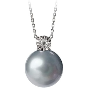 image:imageNONNYL Akoya Pearl Necklace for Women Pearls Pendant Necklaces 910mm Round Pearl Grey Pendant 18 inch Sterling Silver Chain  Jewelry Gifts for Women Wife Mom Grandma Daughter