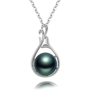 image:imageNONNYL Authentic South Sea Tahitian Black Pearl Pendant Necklace 910mm Round 18K Gold Plated 925 Sterling Silver  Fine Jewelry Gifts for Women Wife Mom Daughter