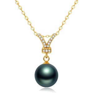 image:imageNONNYL Black Tahitian Cultured Real Pearl Pendant Necklaces for Women with Genuine AAA Quality 910mm Pearls  Platinum Gold Plated 925 Sterling Silver Necklace Fine Jewelry Gifts