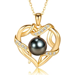 image:imageNONNYL Christmas Birthday Gifts for Women Pearl Heart Necklace Wife Mom Girlfriend Her Anniversary Mothers Day Valentines Jewelry Gifts Real 910mm Pearl Pendantblack pearl necklace