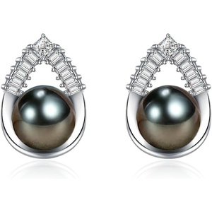 image:imageNONNYL Gift for Wife Tahitian BlackFreshwater CulturedPearlEarringsGifts for Women Wedding Birthday AnniversaryMom Her Mothers Day Valentines Day Christmas18K Gold Plated Sterling Silver Pearl Stud Earring Fine Jewelryblack pearl