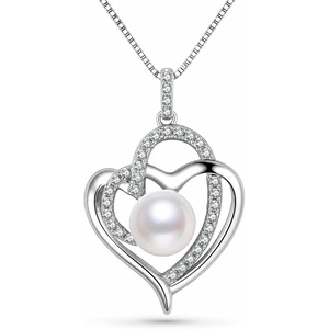 image:imageNONNYL Gifts for Women Wife Mom Her on Mothers Day Valentines Birthday Christmas AnniversaryReal Freshwater Cultured Heart Pearl Pendant Necklace Jewelry for Gifts