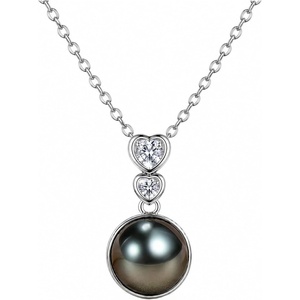 image:imageNONNYL Necklace Gifts for WomenMothers Day Gift for Mom Her Wife Coules GirlfriendGifts for Wife Women Wedding Birthday Anniversary Jewelry Christmas Day Valentines Gift Pearl NecklacesHeart black pearl necklace